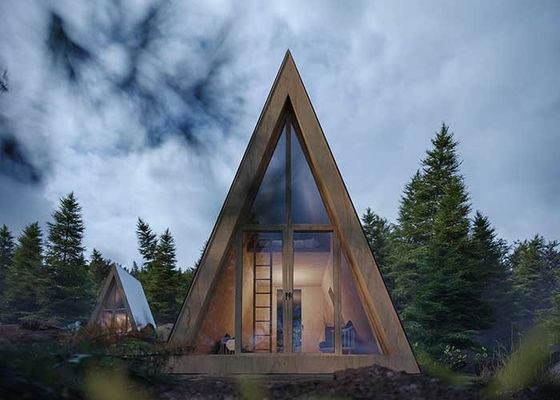 Prefab A Frame House Light Steel Hotel Unit Tiny Building Wooden Cabins For Holiday