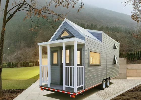 Modular Light Steel Structure Prefab Tiny House On Wheels With Trailer For Airbnb