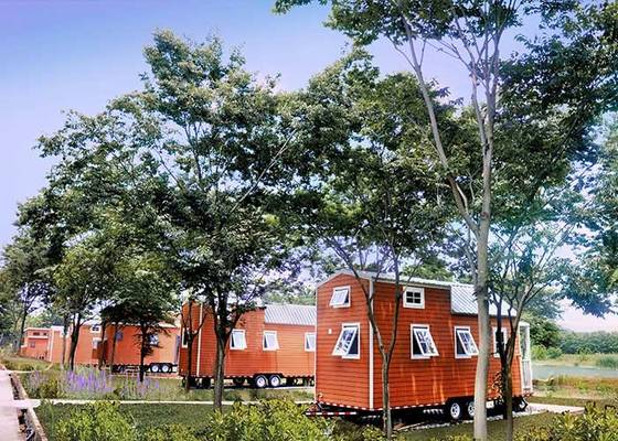 EU/USA/AUS/AZ Standard Pre-Made Prefabricated Light Steel Structure Mobile Tiny House On Wheels With Trailer