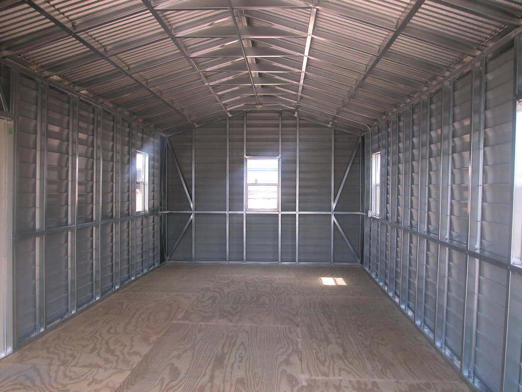 US Prefabricated Gable Steel Shed , Car Storage Sheds 