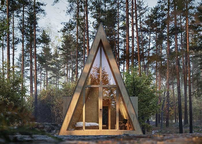 Space A Frame Prefab Hotel Unit Light Steel Tiny Building Portable Kit ...