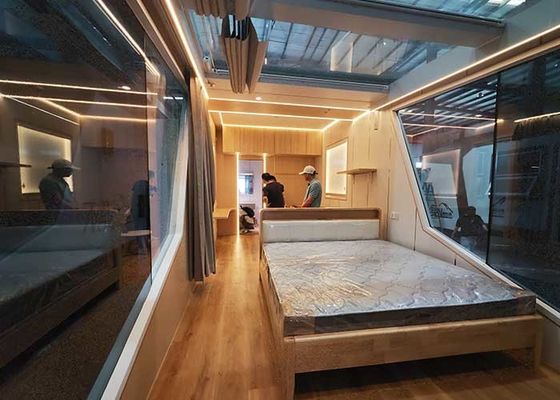 Luxury Prefab Capsule With Light Steel Space Frame Tiny Building Portable House On Wheels