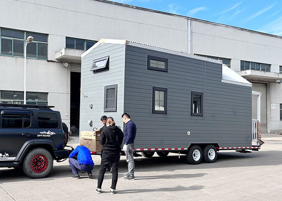 Modular Light Steel Structure Prefab Tiny House On Wheels With Trailer For Airbnb