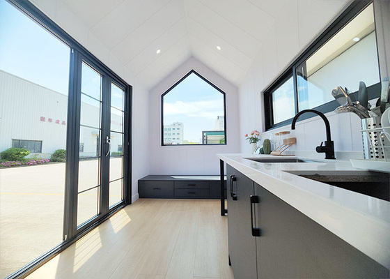 Light Steel Frame Prefab Trailer Tiny House On Wheels, Sustainable Living Modular Home