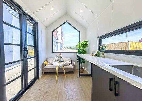 Light Steel Frame Prefab Tiny Mobile Home For Sale | Ready To Ship Luxury A-Frame Cabin