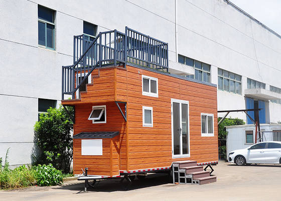Light steel frame Prefab Tiny Homes On Wheels Orlando the best tiny home airbnb for stargazing with rooftop decking