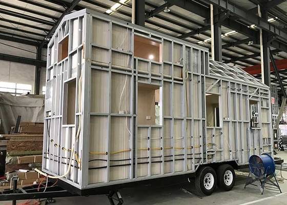 Ready Made Steel Frame Prefab Tiny House With Trailer On Wheels Little Houses For Sale